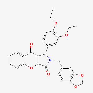 molecular formula C29H25NO7 B11575017 2-(1,3-Benzodioxol-5-ylmethyl)-1-(3,4-diethoxyphenyl)-1,2-dihydrochromeno[2,3-c]pyrrole-3,9-dione 