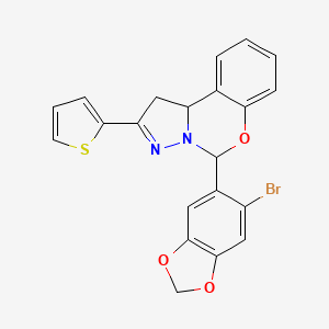 5-(6-Bromo-1,3-benzodioxol-5-yl)-2-(thiophen-2-yl)-1,10b-dihydropyrazolo[1,5-c][1,3]benzoxazine