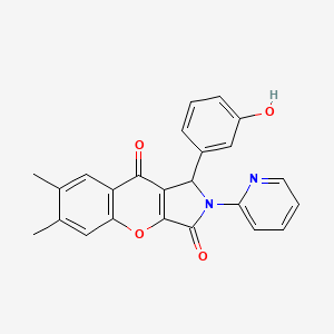 molecular formula C24H18N2O4 B11575062 1-(3-hydroxyphenyl)-6,7-dimethyl-2-(pyridin-2-yl)-1H,2H,3H,9H-chromeno[2,3-c]pyrrole-3,9-dione 