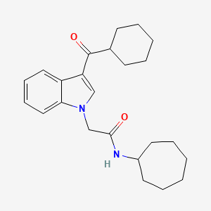 molecular formula C24H32N2O2 B11575069 N-cycloheptyl-2-[3-(cyclohexylcarbonyl)-1H-indol-1-yl]acetamide 