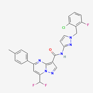 molecular formula C25H18ClF3N6O B11575175 N-[1-(2-chloro-6-fluorobenzyl)-1H-pyrazol-3-yl]-7-(difluoromethyl)-5-(4-methylphenyl)pyrazolo[1,5-a]pyrimidine-3-carboxamide 