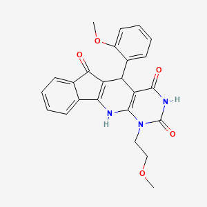 molecular formula C24H21N3O5 B11575181 7-(2-methoxyethyl)-2-(2-methoxyphenyl)-5,7,9-triazatetracyclo[8.7.0.03,8.011,16]heptadeca-1(10),3(8),11,13,15-pentaene-4,6,17-trione 