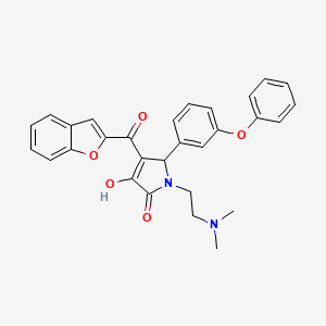 molecular formula C29H26N2O5 B11575233 4-(1-benzofuran-2-ylcarbonyl)-1-[2-(dimethylamino)ethyl]-3-hydroxy-5-(3-phenoxyphenyl)-1,5-dihydro-2H-pyrrol-2-one 