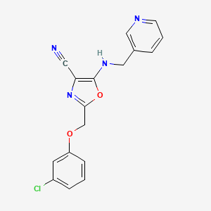 2-[(3-Chlorophenoxy)methyl]-5-[(pyridin-3-ylmethyl)amino]-1,3-oxazole-4-carbonitrile