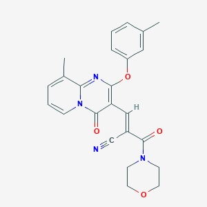 molecular formula C24H22N4O4 B11575284 (2E)-3-[9-methyl-2-(3-methylphenoxy)-4-oxo-4H-pyrido[1,2-a]pyrimidin-3-yl]-2-(morpholin-4-ylcarbonyl)prop-2-enenitrile 