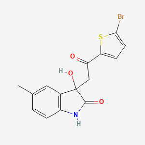 molecular formula C15H12BrNO3S B11575320 3-[2-(5-bromothiophen-2-yl)-2-oxoethyl]-3-hydroxy-5-methyl-1,3-dihydro-2H-indol-2-one 