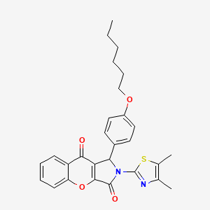 molecular formula C28H28N2O4S B11575329 2-(4,5-Dimethyl-1,3-thiazol-2-yl)-1-[4-(hexyloxy)phenyl]-1,2-dihydrochromeno[2,3-c]pyrrole-3,9-dione 