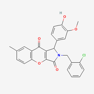 molecular formula C26H20ClNO5 B11575358 2-(2-Chlorobenzyl)-1-(4-hydroxy-3-methoxyphenyl)-7-methyl-1,2-dihydrochromeno[2,3-c]pyrrole-3,9-dione 