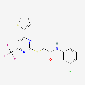 N-(3-chlorophenyl)-2-{[4-(thiophen-2-yl)-6-(trifluoromethyl)pyrimidin-2-yl]sulfanyl}acetamide