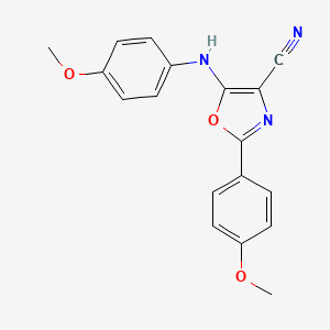 molecular formula C18H15N3O3 B11575391 5-(4-Methoxyanilino)-2-(4-methoxyphenyl)-1,3-oxazole-4-carbonitrile CAS No. 613651-34-6