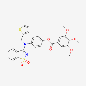 4-[(1,1-Dioxido-1,2-benzothiazol-3-yl)(thiophen-2-ylmethyl)amino]phenyl 3,4,5-trimethoxybenzoate