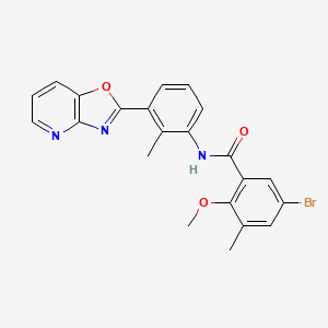 molecular formula C22H18BrN3O3 B11575478 5-bromo-2-methoxy-3-methyl-N-[2-methyl-3-([1,3]oxazolo[4,5-b]pyridin-2-yl)phenyl]benzamide 