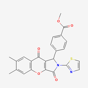 molecular formula C24H18N2O5S B11575506 Methyl 4-[6,7-dimethyl-3,9-dioxo-2-(1,3-thiazol-2-yl)-1,2,3,9-tetrahydrochromeno[2,3-c]pyrrol-1-yl]benzoate 