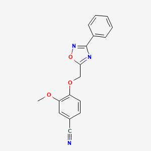 molecular formula C17H13N3O3 B11575527 3-Methoxy-4-[(3-phenyl-1,2,4-oxadiazol-5-yl)methoxy]benzonitrile 