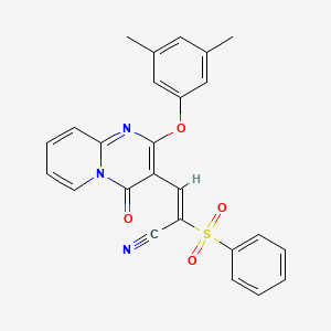 molecular formula C25H19N3O4S B11575535 (2E)-3-[2-(3,5-dimethylphenoxy)-4-oxo-4H-pyrido[1,2-a]pyrimidin-3-yl]-2-(phenylsulfonyl)prop-2-enenitrile 