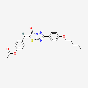 molecular formula C24H23N3O4S B11575561 4-[(Z)-{6-oxo-2-[4-(pentyloxy)phenyl][1,3]thiazolo[3,2-b][1,2,4]triazol-5(6H)-ylidene}methyl]phenyl acetate 