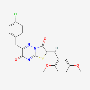 molecular formula C21H16ClN3O4S B11575565 (2Z)-6-(4-chlorobenzyl)-2-(2,5-dimethoxybenzylidene)-7H-[1,3]thiazolo[3,2-b][1,2,4]triazine-3,7(2H)-dione 