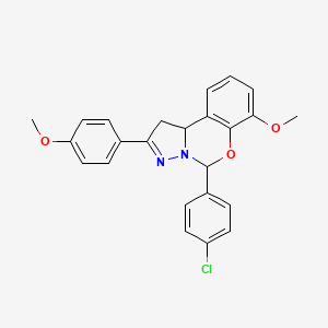 molecular formula C24H21ClN2O3 B11575566 5-(4-Chlorophenyl)-7-methoxy-2-(4-methoxyphenyl)-1,10b-dihydropyrazolo[1,5-c][1,3]benzoxazine 