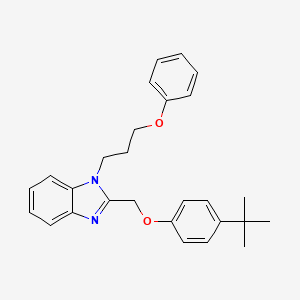 molecular formula C27H30N2O2 B11575569 2-[(4-tert-butylphenoxy)methyl]-1-(3-phenoxypropyl)-1H-benzimidazole 