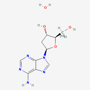 molecular formula C₉¹³CH₁₅N₅O₄ B1157559 2'-deoxyadenosine-5'-13C monohydrate 