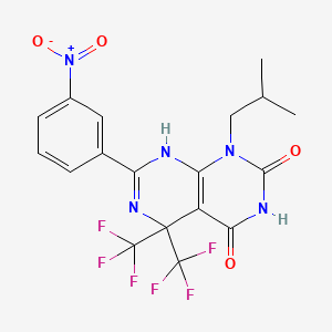 molecular formula C18H15F6N5O4 B11575592 1-(2-methylpropyl)-7-(3-nitrophenyl)-5,5-bis(trifluoromethyl)-5,8-dihydropyrimido[4,5-d]pyrimidine-2,4(1H,3H)-dione 