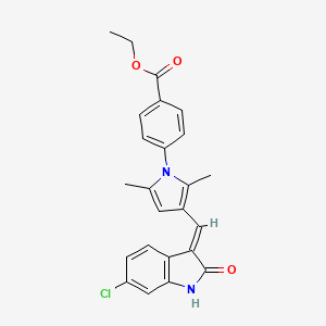 molecular formula C24H21ClN2O3 B11575599 ethyl 4-{3-[(E)-(6-chloro-2-oxo-1,2-dihydro-3H-indol-3-ylidene)methyl]-2,5-dimethyl-1H-pyrrol-1-yl}benzoate 