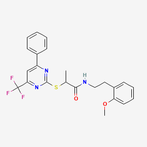 molecular formula C23H22F3N3O2S B11575611 N-[2-(2-methoxyphenyl)ethyl]-2-{[4-phenyl-6-(trifluoromethyl)pyrimidin-2-yl]sulfanyl}propanamide 