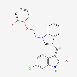 molecular formula C25H18ClFN2O2 B11575641 (3E)-6-chloro-3-({1-[2-(2-fluorophenoxy)ethyl]-1H-indol-3-yl}methylidene)-1,3-dihydro-2H-indol-2-one 