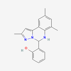 molecular formula C19H19N3O B11575698 2-(2,7,9-Trimethyl-5,6-dihydropyrazolo[1,5-c]quinazolin-5-yl)phenol 