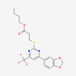 Butyl 3-{[4-(1,3-benzodioxol-5-yl)-6-(trifluoromethyl)pyrimidin-2-yl]sulfanyl}propanoate