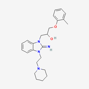 molecular formula C24H32N4O2 B11575747 1-{2-imino-3-[2-(piperidin-1-yl)ethyl]-2,3-dihydro-1H-benzimidazol-1-yl}-3-(2-methylphenoxy)propan-2-ol 