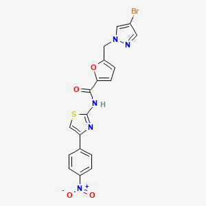 molecular formula C18H12BrN5O4S B11575762 5-[(4-bromo-1H-pyrazol-1-yl)methyl]-N-[4-(4-nitrophenyl)-1,3-thiazol-2-yl]furan-2-carboxamide 