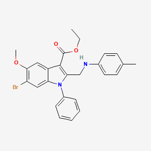 molecular formula C26H25BrN2O3 B11575793 ethyl 6-bromo-5-methoxy-2-{[(4-methylphenyl)amino]methyl}-1-phenyl-1H-indole-3-carboxylate 