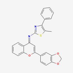 molecular formula C26H18N2O3S B11575804 N-[(4E)-2-(1,3-benzodioxol-5-yl)-4H-chromen-4-ylidene]-5-methyl-4-phenyl-1,3-thiazol-2-amine 