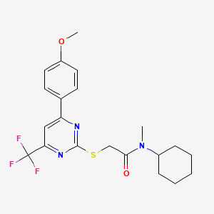 N-cyclohexyl-2-{[4-(4-methoxyphenyl)-6-(trifluoromethyl)pyrimidin-2-yl]sulfanyl}-N-methylacetamide