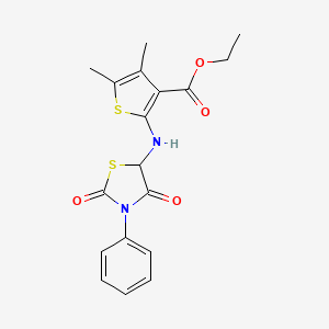 molecular formula C18H18N2O4S2 B11575823 Ethyl 2-[(2,4-dioxo-3-phenyl-1,3-thiazolidin-5-yl)amino]-4,5-dimethylthiophene-3-carboxylate 