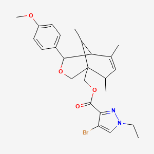 molecular formula C25H31BrN2O4 B11575845 [4-(4-methoxyphenyl)-6,8,9-trimethyl-3-oxabicyclo[3.3.1]non-6-en-1-yl]methyl 4-bromo-1-ethyl-1H-pyrazole-3-carboxylate 