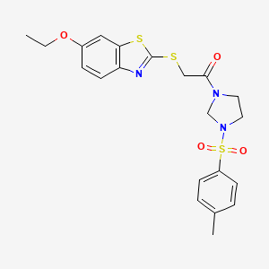 2-[(6-Ethoxy-1,3-benzothiazol-2-yl)sulfanyl]-1-{3-[(4-methylphenyl)sulfonyl]imidazolidin-1-yl}ethanone