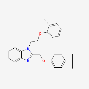 molecular formula C27H30N2O2 B11575879 2-[(4-tert-butylphenoxy)methyl]-1-[2-(2-methylphenoxy)ethyl]-1H-benzimidazole 