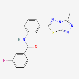 molecular formula C18H14FN5OS B11575902 3-fluoro-N-[2-methyl-5-(3-methyl[1,2,4]triazolo[3,4-b][1,3,4]thiadiazol-6-yl)phenyl]benzamide 