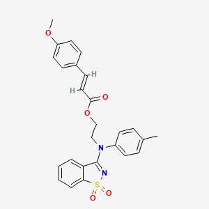 2-[(1,1-dioxido-1,2-benzothiazol-3-yl)(4-methylphenyl)amino]ethyl (2E)-3-(4-methoxyphenyl)prop-2-enoate