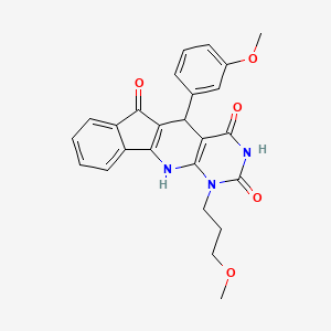 molecular formula C25H23N3O5 B11575967 2-(3-methoxyphenyl)-7-(3-methoxypropyl)-5,7,9-triazatetracyclo[8.7.0.03,8.011,16]heptadeca-1(10),3(8),11,13,15-pentaene-4,6,17-trione 