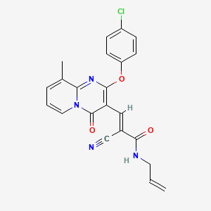 (2E)-3-[2-(4-chlorophenoxy)-9-methyl-4-oxo-4H-pyrido[1,2-a]pyrimidin-3-yl]-2-cyano-N-(prop-2-en-1-yl)prop-2-enamide