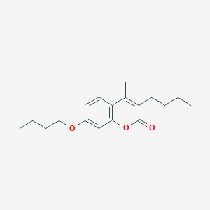 molecular formula C19H26O3 B11575993 7-butoxy-4-methyl-3-(3-methylbutyl)-2H-chromen-2-one 