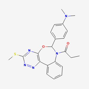 molecular formula C22H23N5O2S B11576007 1-{6-[4-(dimethylamino)phenyl]-3-(methylsulfanyl)[1,2,4]triazino[5,6-d][3,1]benzoxazepin-7(6H)-yl}propan-1-one 