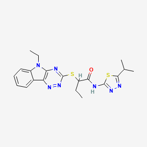 2-[(5-ethyl-5H-[1,2,4]triazino[5,6-b]indol-3-yl)sulfanyl]-N-[5-(propan-2-yl)-1,3,4-thiadiazol-2-yl]butanamide