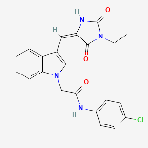 molecular formula C22H19ClN4O3 B11576027 N-(4-chlorophenyl)-2-{3-[(E)-(1-ethyl-2,5-dioxoimidazolidin-4-ylidene)methyl]-1H-indol-1-yl}acetamide 