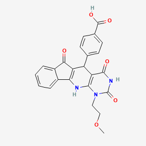 molecular formula C24H19N3O6 B11576032 4-[7-(2-methoxyethyl)-4,6,17-trioxo-5,7,9-triazatetracyclo[8.7.0.03,8.011,16]heptadeca-1(10),3(8),11,13,15-pentaen-2-yl]benzoic acid 