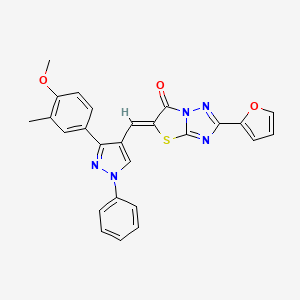 (5Z)-2-(furan-2-yl)-5-{[3-(4-methoxy-3-methylphenyl)-1-phenyl-1H-pyrazol-4-yl]methylidene}[1,3]thiazolo[3,2-b][1,2,4]triazol-6(5H)-one