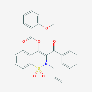 molecular formula C26H21NO6S B11576059 2-allyl-3-benzoyl-1,1-dioxido-2H-1,2-benzothiazin-4-yl 2-methoxybenzoate 